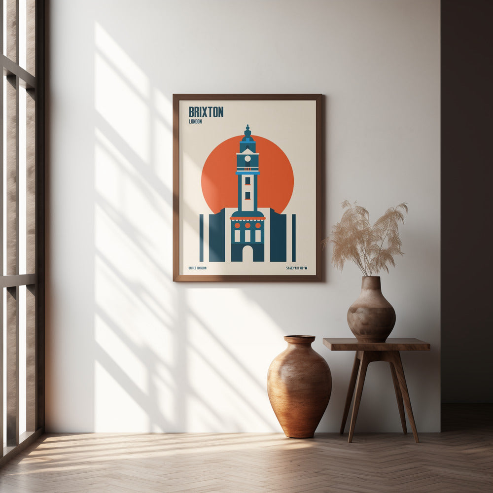 Brixton Tower Retro Travel Print Poster