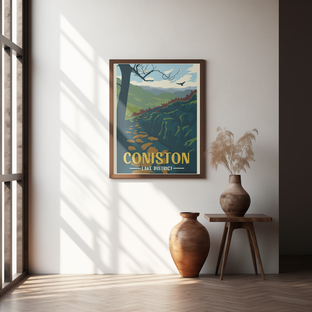 Coniston Lake District Travel Print Poster