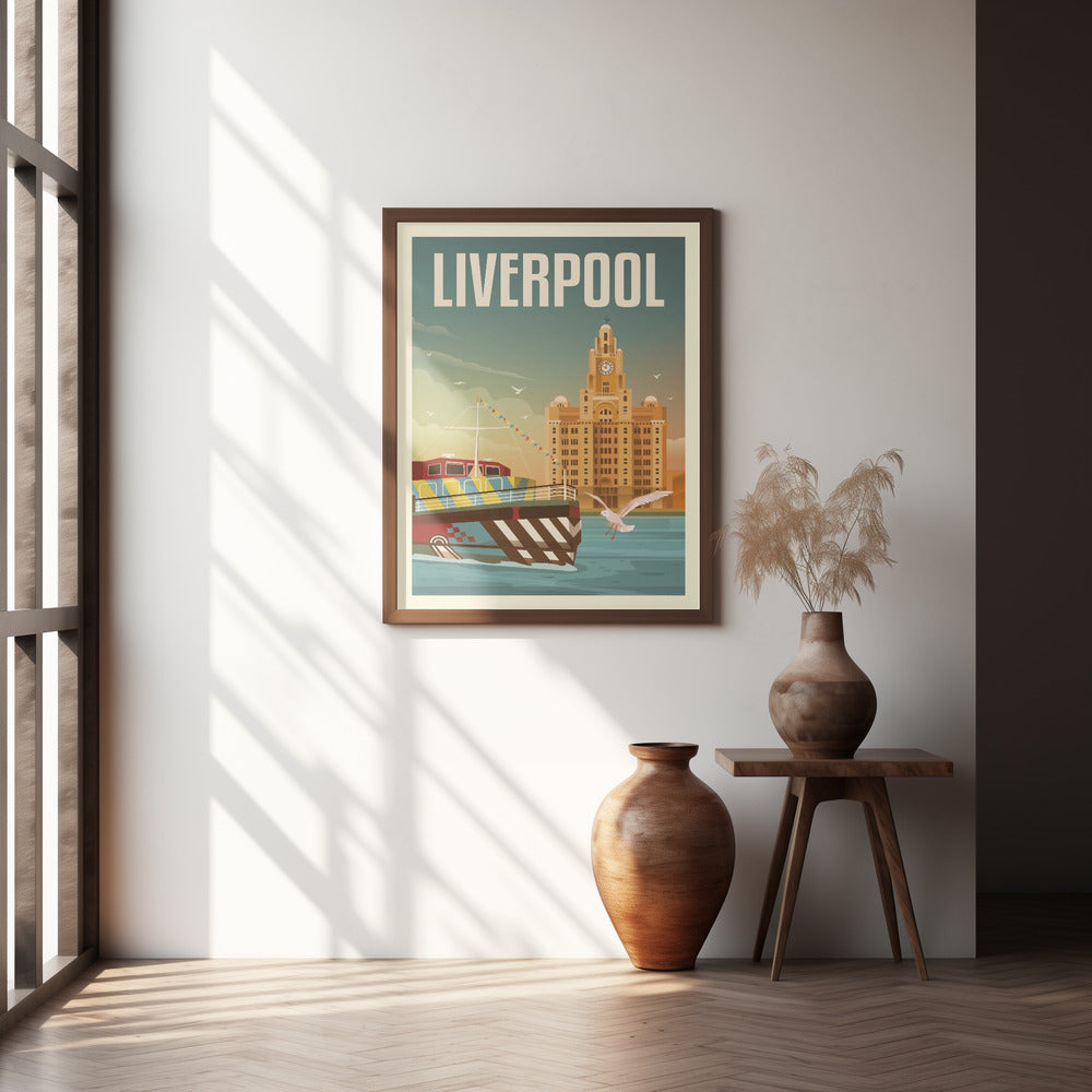 Liverpool Liver Building Travel Print Poster