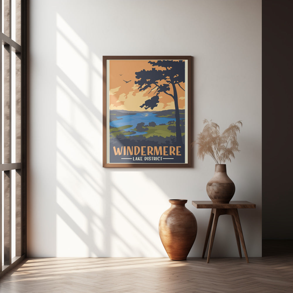 Windermere Lake District Travel Print Poster