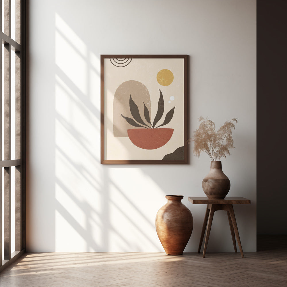 Abstract Boho Plants Under The Sun Poster