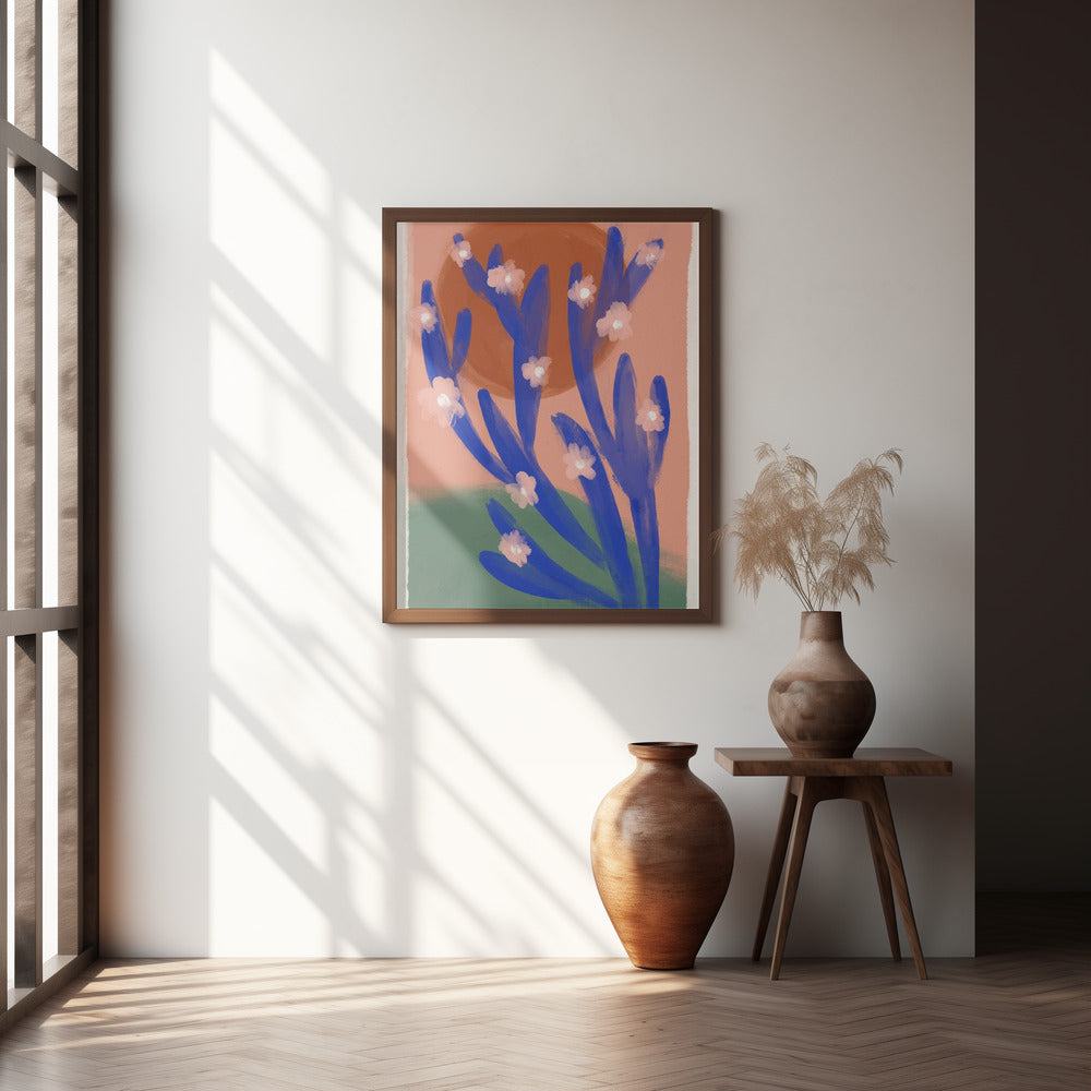 Blue Desert Cactus Poster