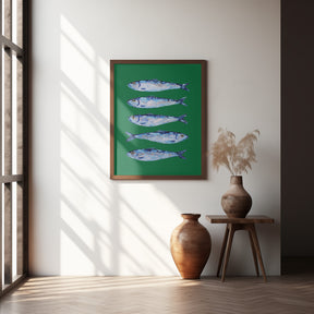 Sardines Forest Green Poster