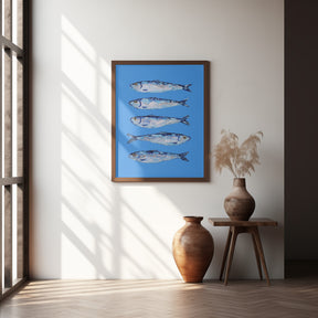 Sardines on Blue Poster