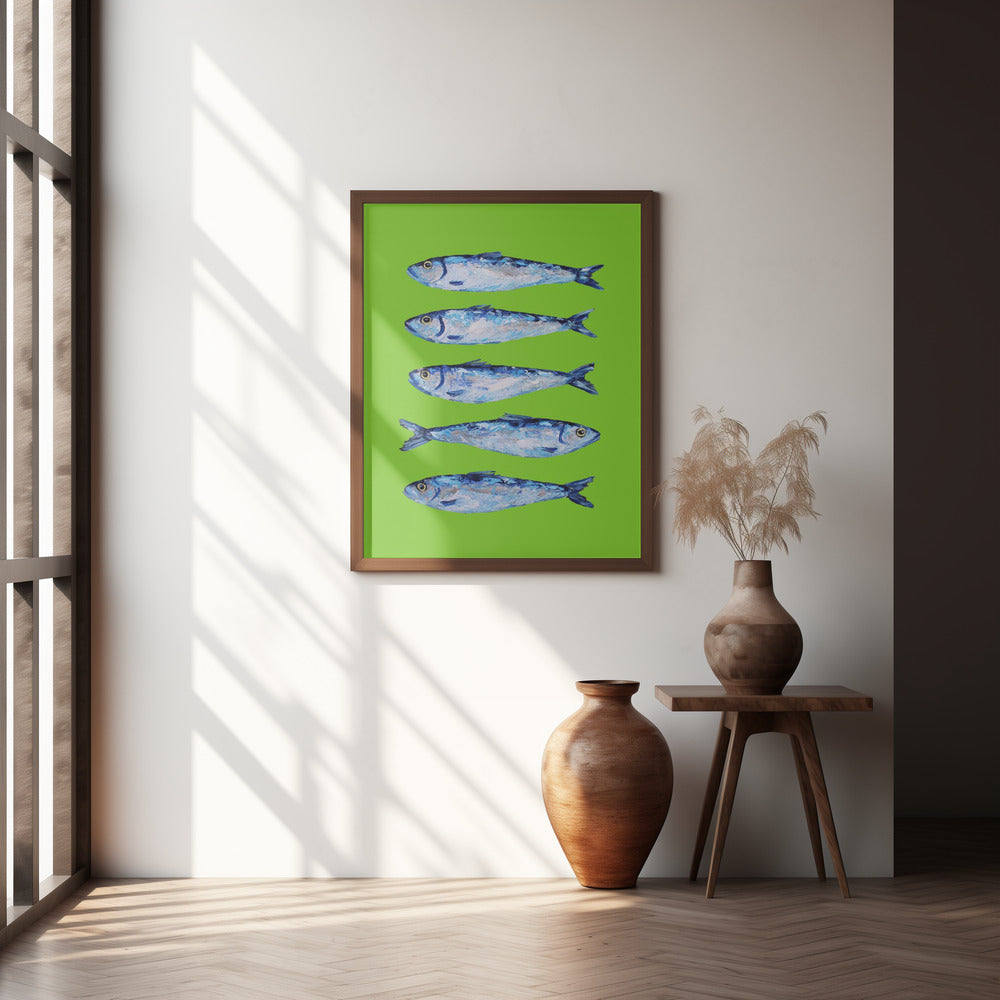 Sardines Lime Green Poster