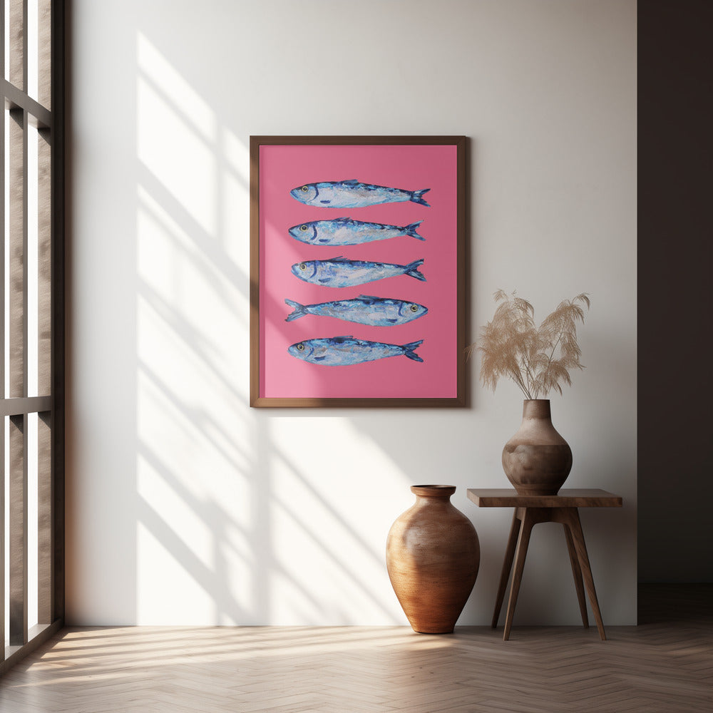 Sardines on Pink Poster