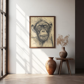 Monkey drawing Poster