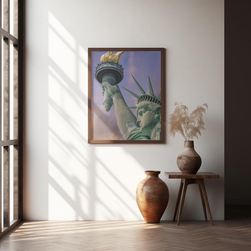 NEW YORK CITY Statue of Liberty at sunset Poster