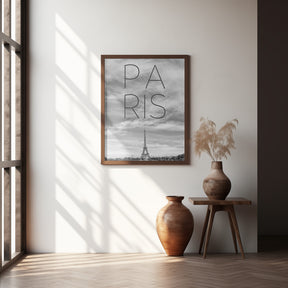 PARIS Eiffel Tower | Text &amp; Skyline Poster