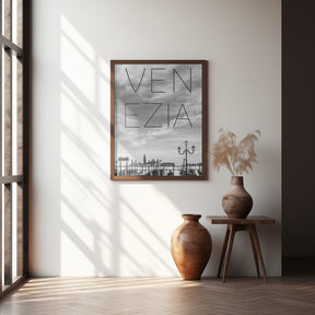 VENICE Gondolas in the early morning | Text &amp; Skyline Poster