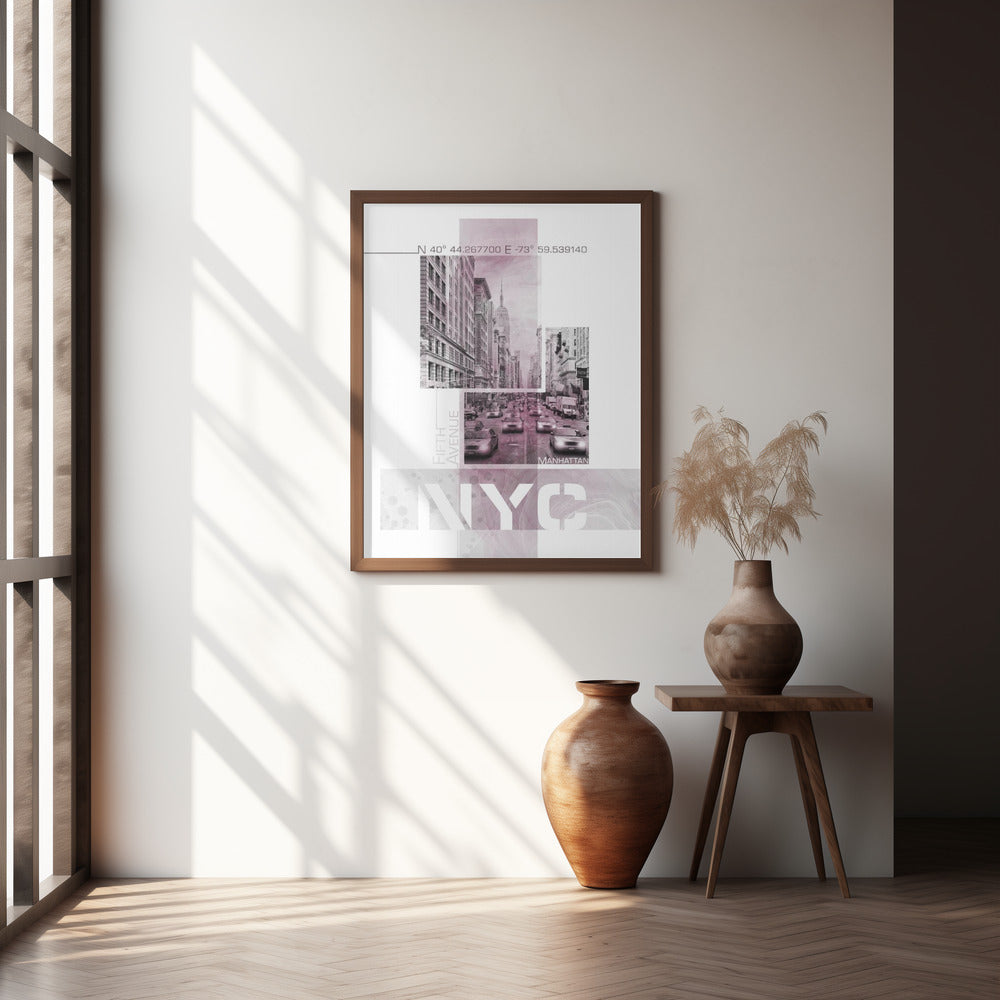 Poster Art NYC Fifth Avenue Traffic | pink marble Poster