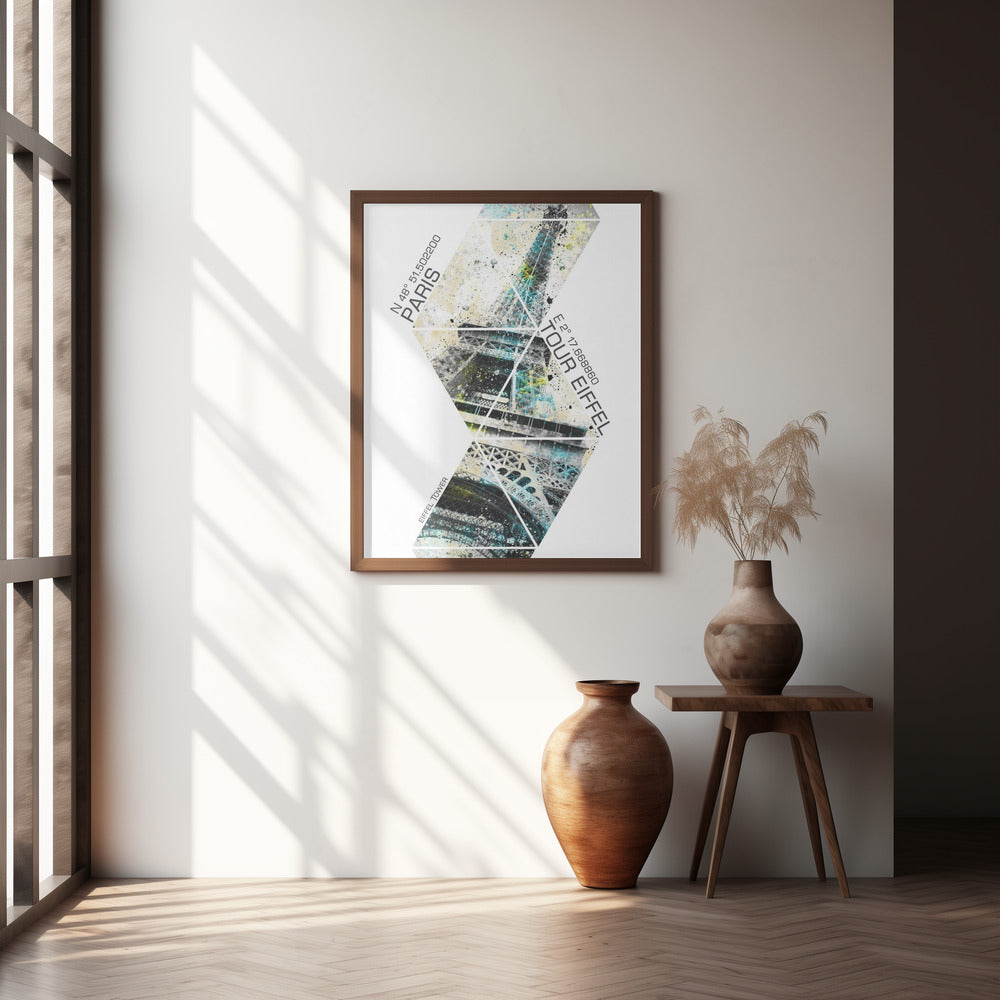 Modern Art Eiffel Tower Coordinates Poster