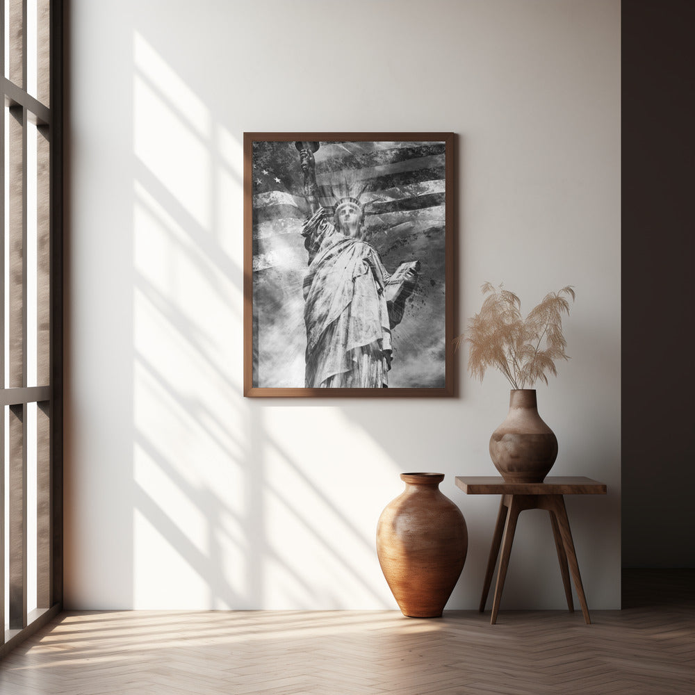 Modern Art STATUE OF LIBERTY | monochrome Poster