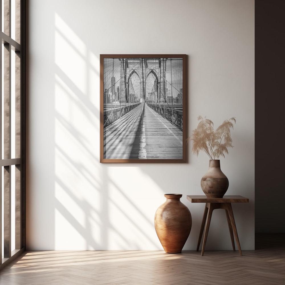 NEW YORK CITY Brooklyn Bridge - upright slim panorama Poster