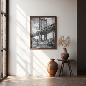 NEW YORK CITY Manhattan Bridge - upright slim panorama Poster