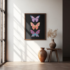 Colorful floral butterflies III Poster