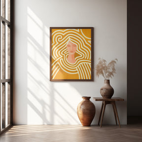 Berit abstract in ochre and pink Poster