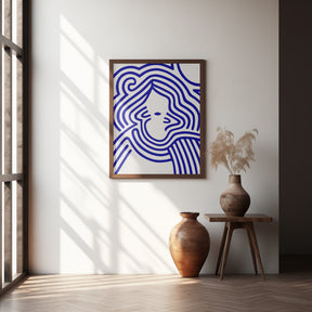 Berit in beige and indigo blue Poster