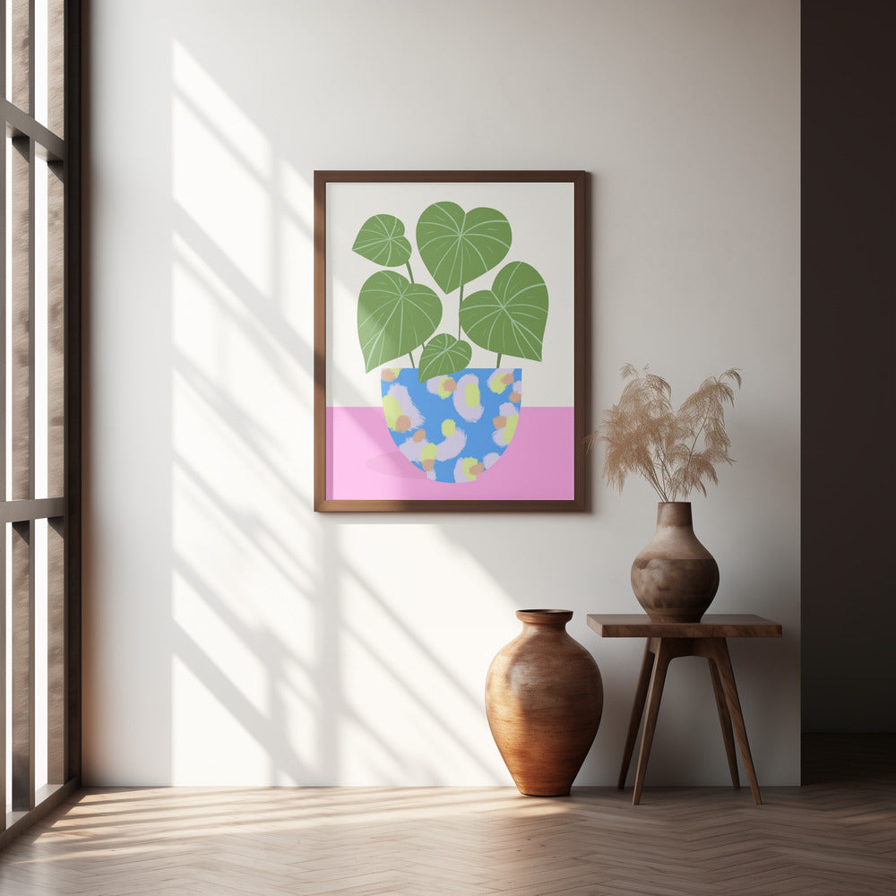 Plant in Patterned Pot Poster