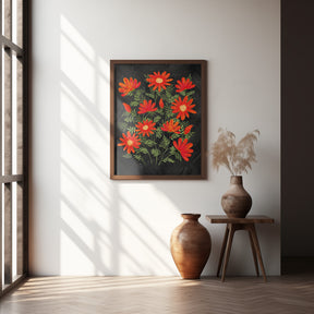 Ladybug flowers red Poster