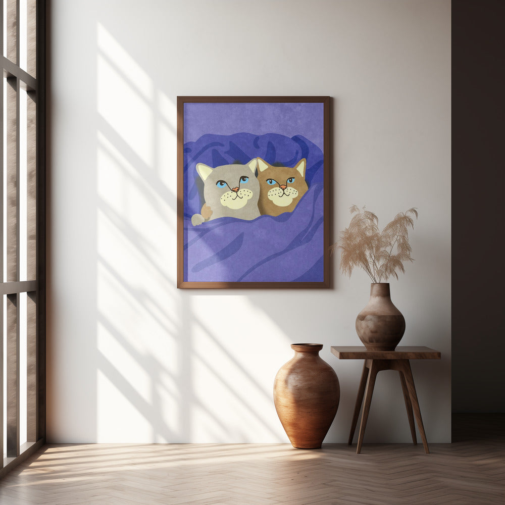 Cats in Bed Poster