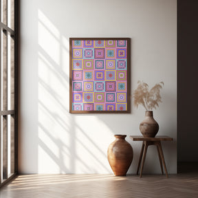 Colorful digital grandma squares I Poster