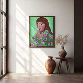 Woman Smoking a Flower Poster