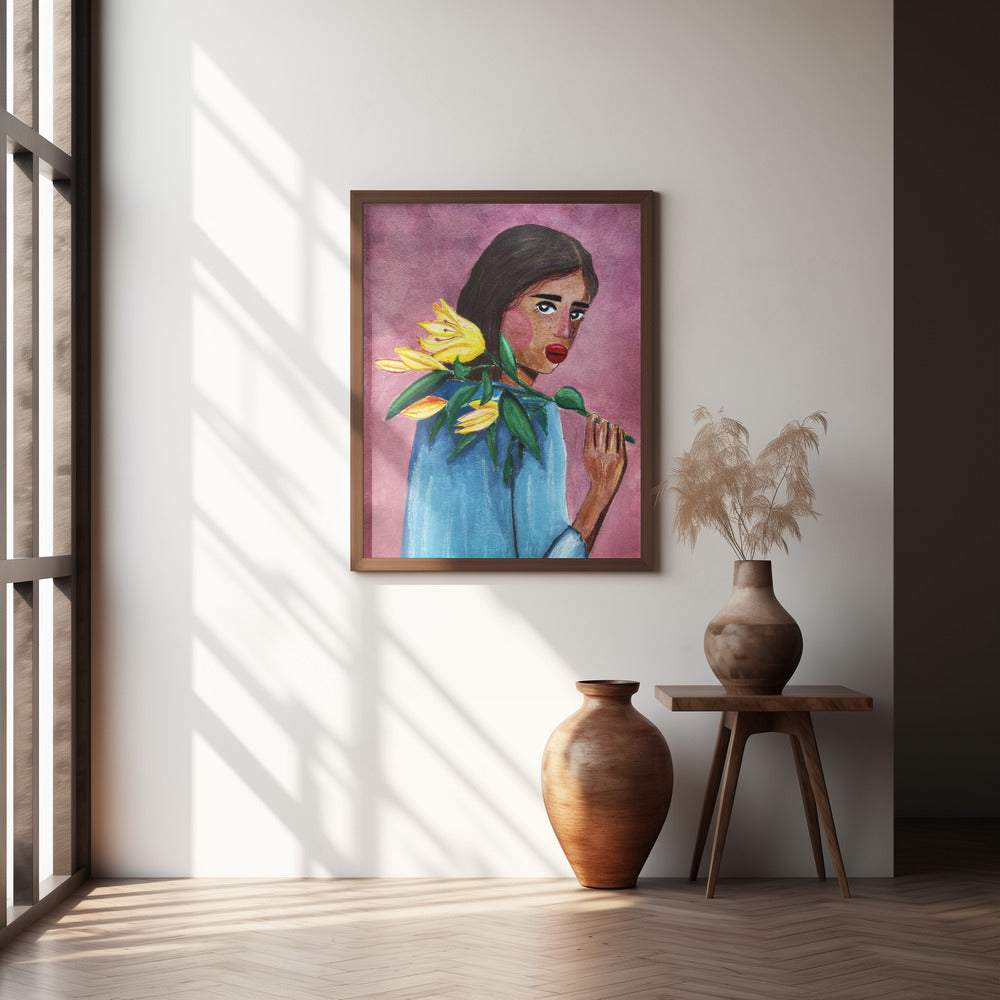 Woman With Lily Poster