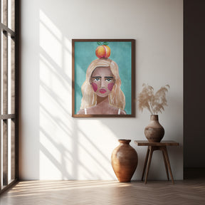 Woman With Peach Poster