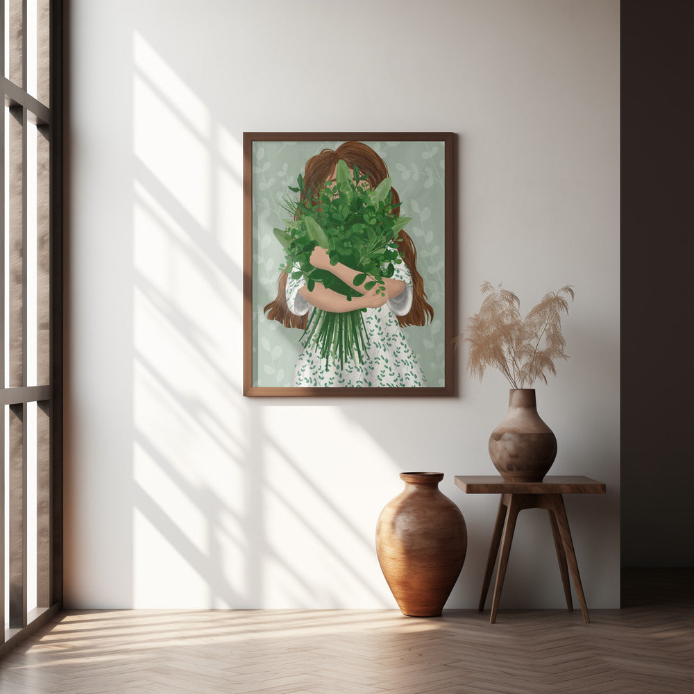 Girl with posy Poster