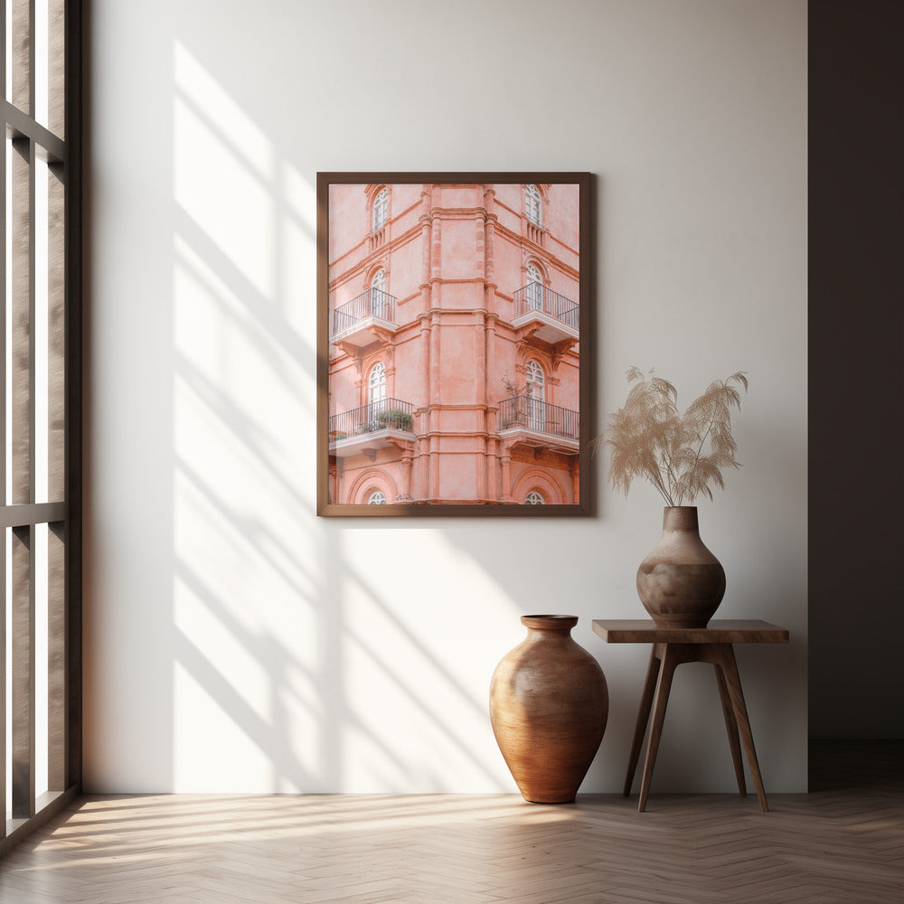 Pastel Pink Umbria | Italy travel photography Poster