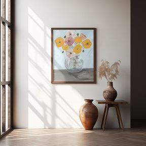 Vase with poppys Poster