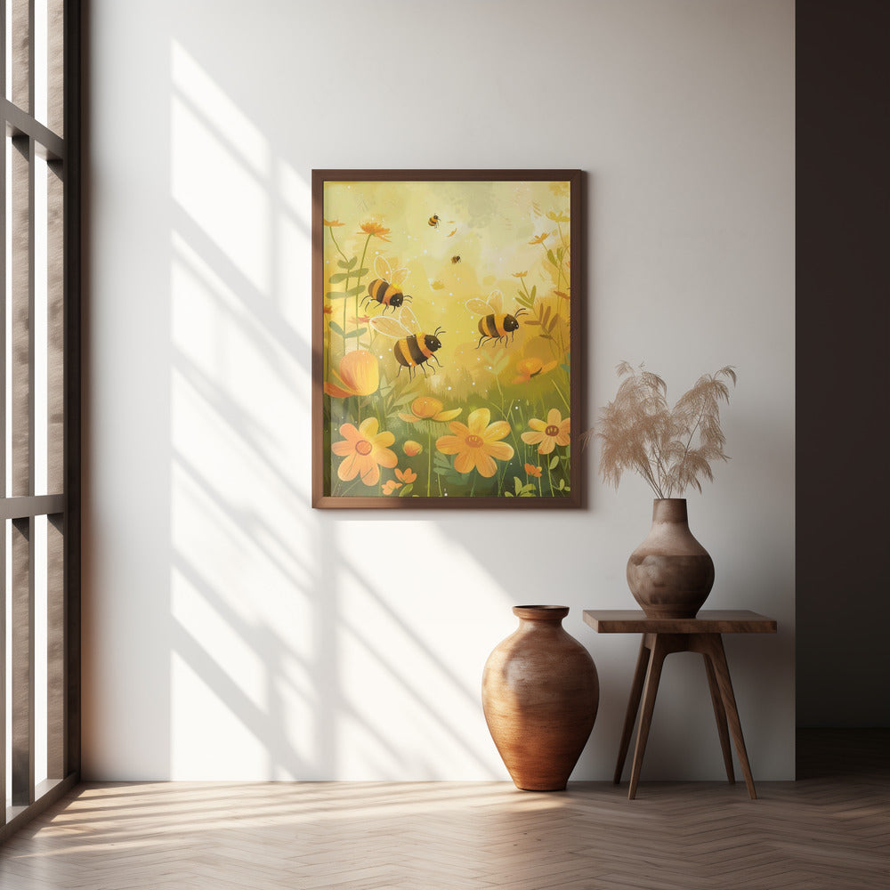 Bees and Flowers Poster