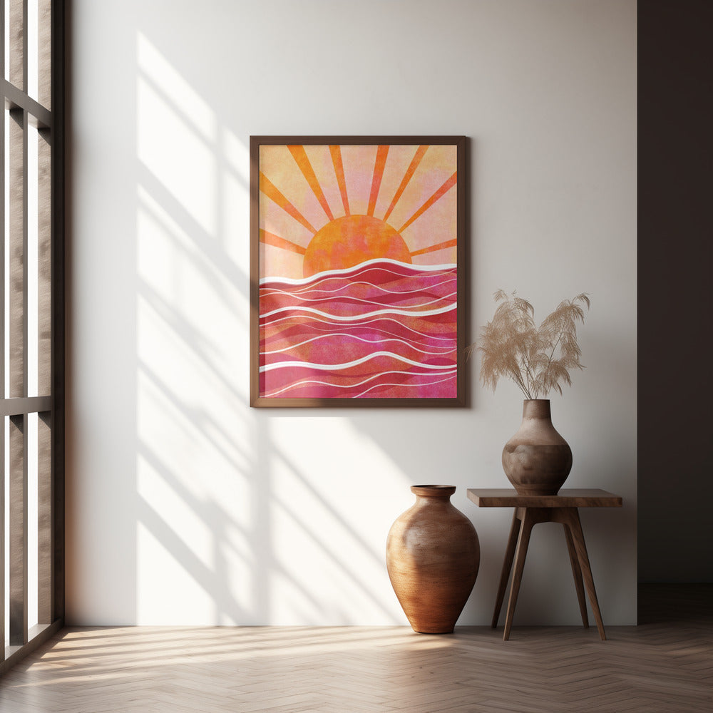 Sea Sunset Pink Poster