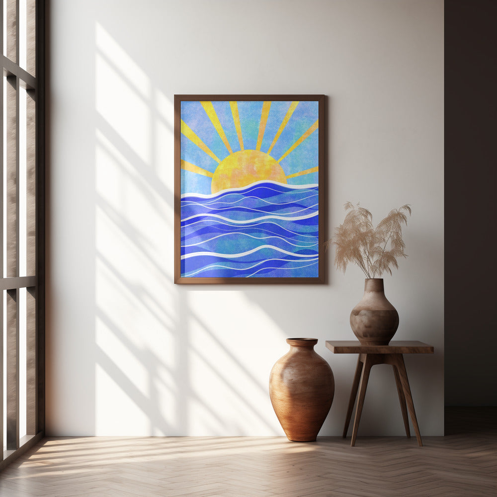 Sea Sunset Blue Poster