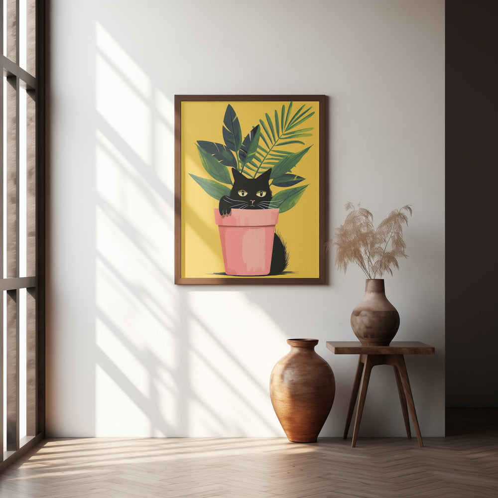 Cat In the Plant Poster