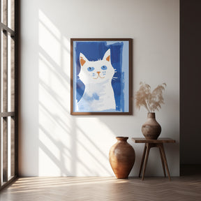 Cat In Blue Poster