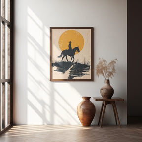 Cowboy In the Sunset Poster