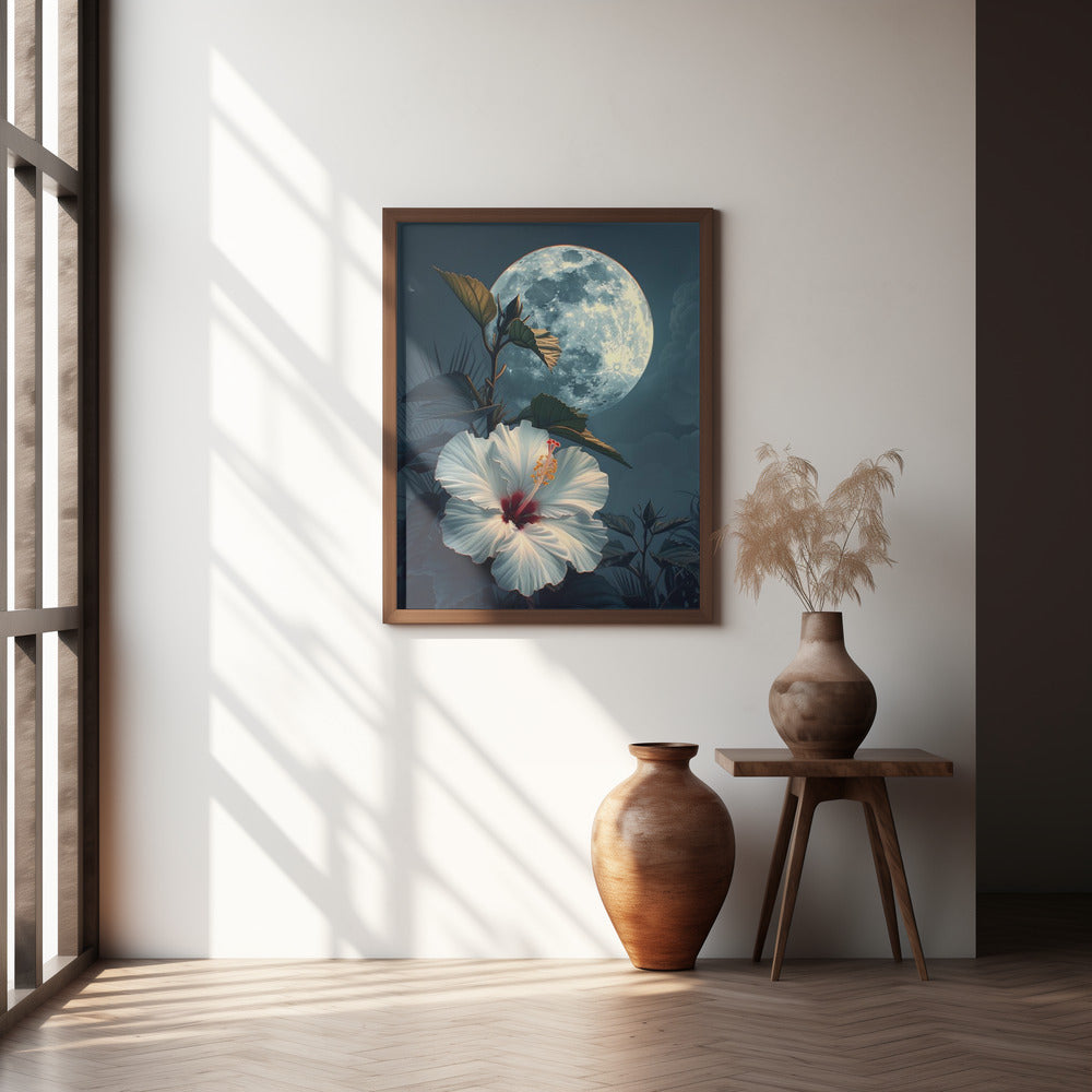 Hibiscus and the Moon Poster