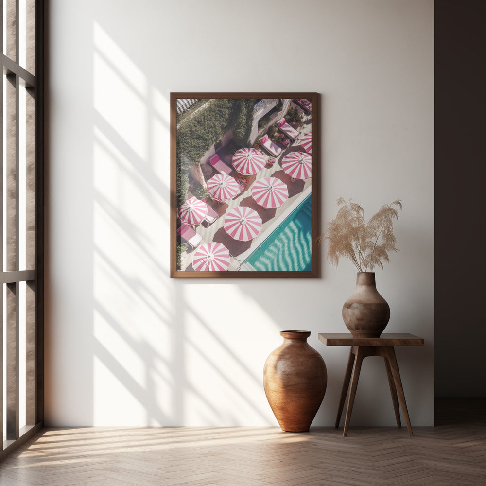 Glam Pool Pink Umbrella Poster