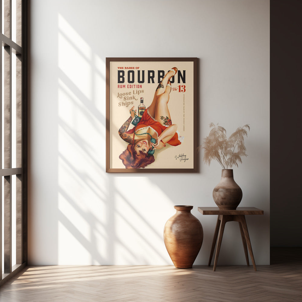 Babes of Bourbon Vol 13 Rum Drinking Pinup Girl Art Poster