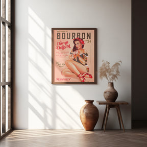 Bourbon Babes Vol 22 Vintage Pinup Girl Drinking A Cocktail Poster