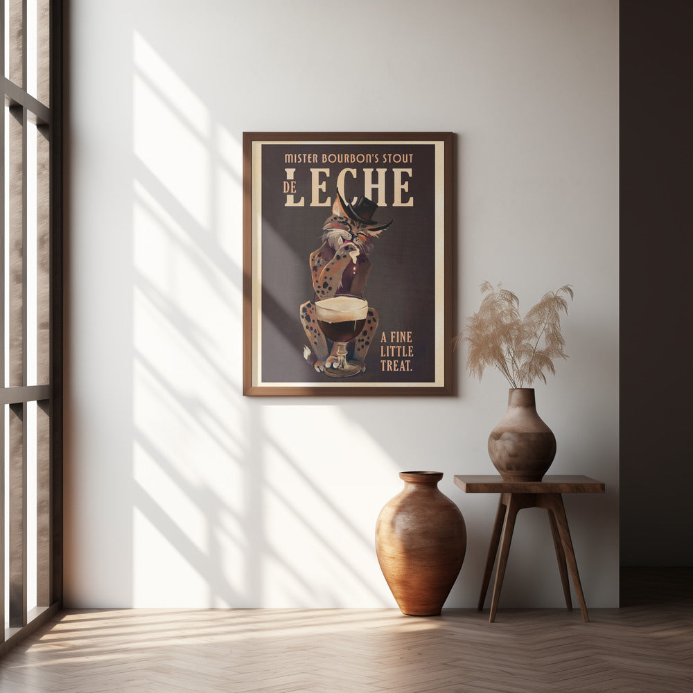 Bourbon De Leche Guinness Style Cat Art Poster