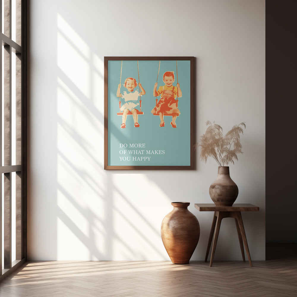 Two Little Girls On Swings Poster