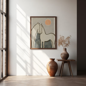 Horses at sunset Poster