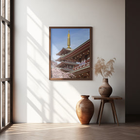 Charming Pagoda and Hozomon Gate of the Senso-ji temple in Tokyo Poster