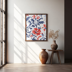 Floral In Blue and Red Poster