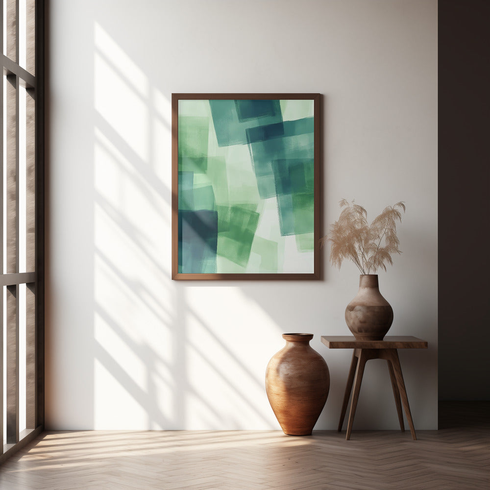 Green Squares Poster