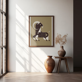 Golden Animals - Kri Kri Goat (Gold) Poster