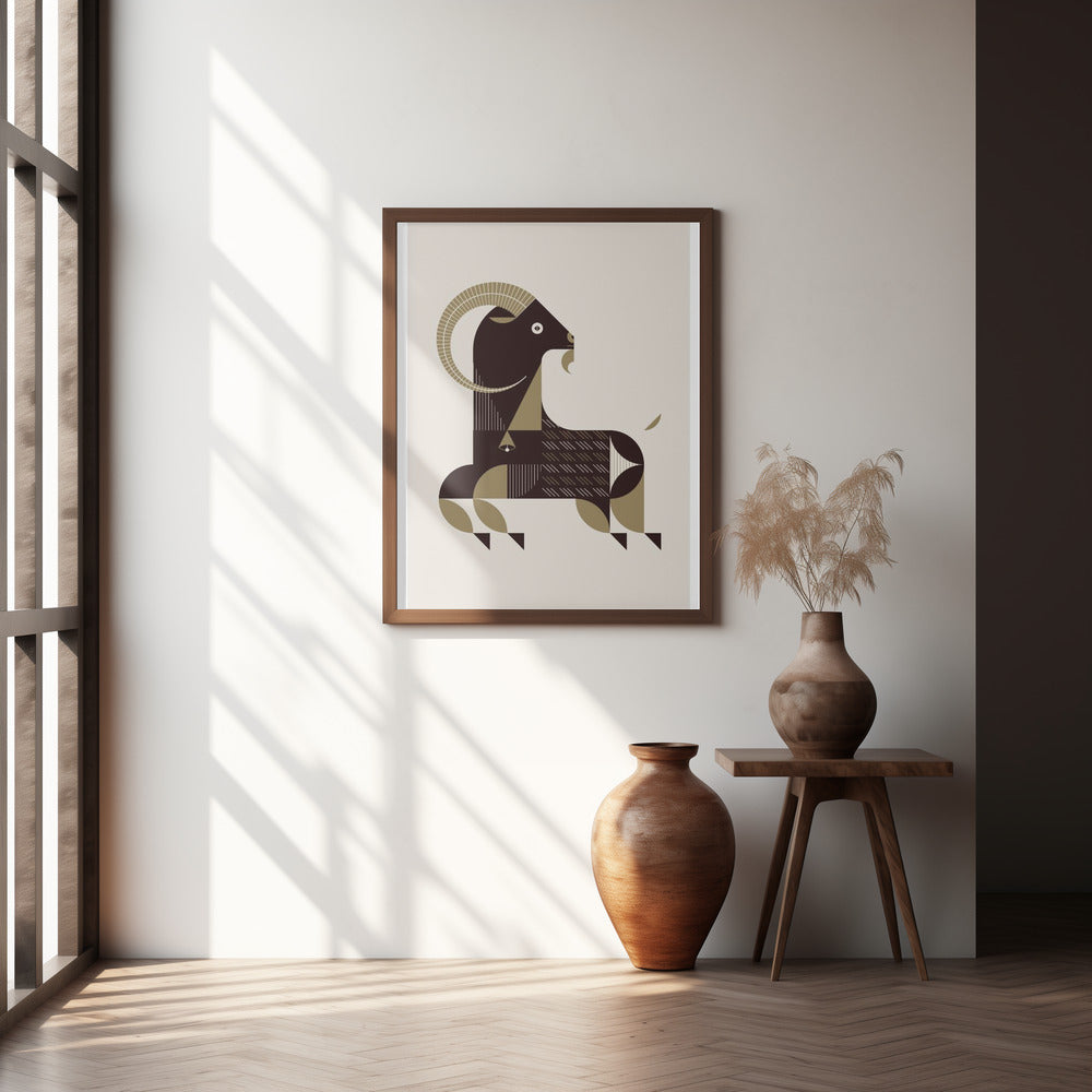 Golden Animals - Kri Kri Goat (White) Poster